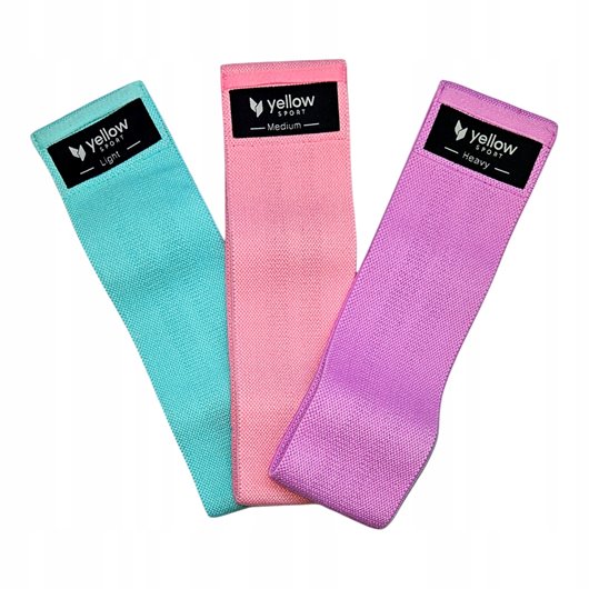 ZESTAW 3 GUMY DO ĆWICZEŃ TAŚMY OPASKI MATERIAŁOWE OPOROWE TAŚMY FITNESS