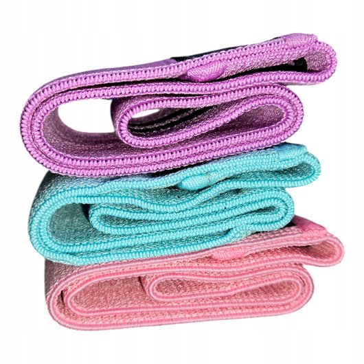 ZESTAW 3 GUMY DO ĆWICZEŃ TAŚMY OPASKI MATERIAŁOWE OPOROWE TAŚMY FITNESS