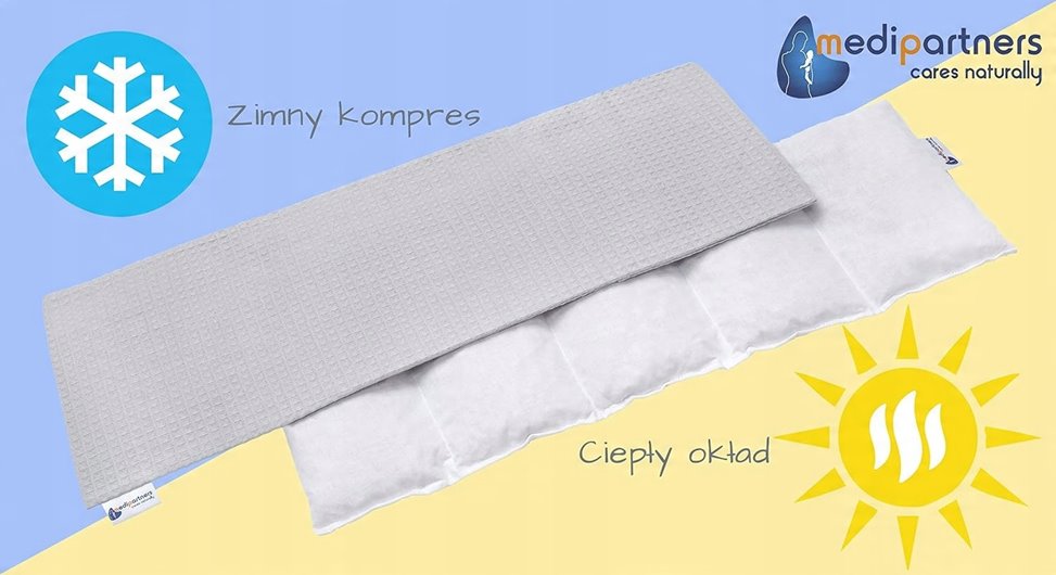 TERMOFOR Z PESTEK WIŚNI Z POKROWCEM WAFEL SZARY EKOLOGICZNY DUŻY 20x60cm