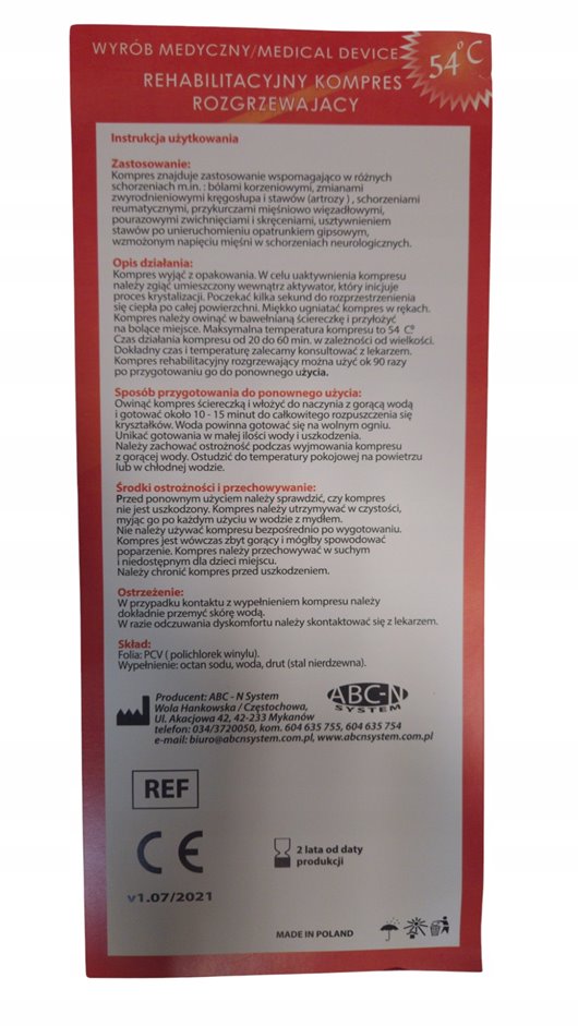 OGRZEWACZ OKŁAD ROZGRZEWAJĄCY Z AKTYWATOREM DO 54°C 19,5x30cm KR-7