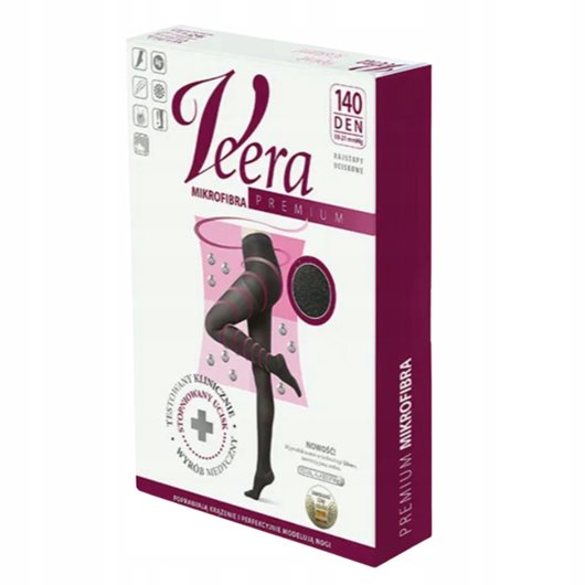 VEERA RAJSTOPY UCISKOWE PREMIUM MIKROFIBRA 140den 18-21mmHg CZARNE 3/L