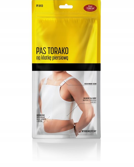 PANI TERESA PAS TORAKO POOPERACYJNY MĘSKI BIAŁY PT0113 L