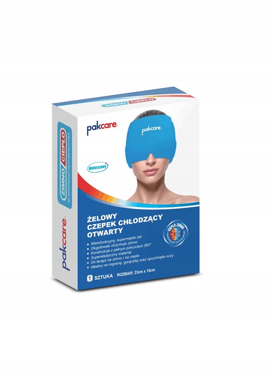 ŻELOWA OPASKA NA GŁOWĘ CZEPEK CHŁODZĄCY KOMPRES ŻELOWY NA MIGRENE PAKCARE