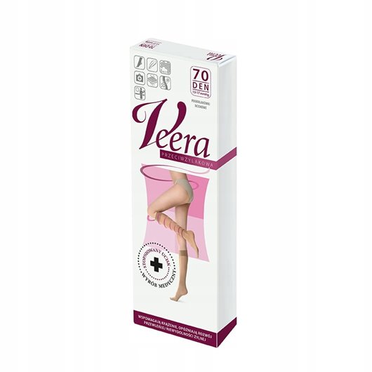 VEERA PODKOLANÓWKI UCISKOWE 70 DEN 13-17mmHg NATURALNE 1/2 PALCE OTWARTE