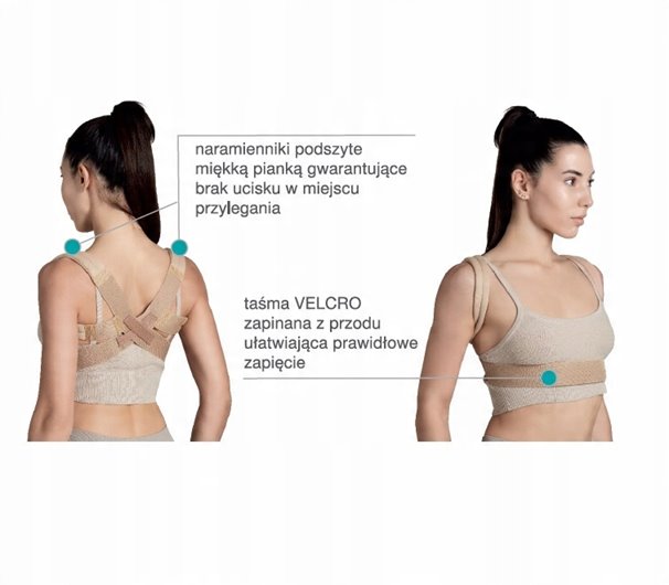 KOREKTOR POSTAWY NA PLECY PREMIUM PERFECT IMMOBIL TAŚMA VELCRO AR-763 BEŻ M