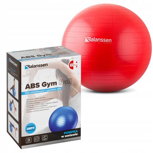 BALANSSEN PIŁKA DO ĆWICZEŃ REHABILITACJI ABS GYM BALL 65cm POMPKA GRATIS