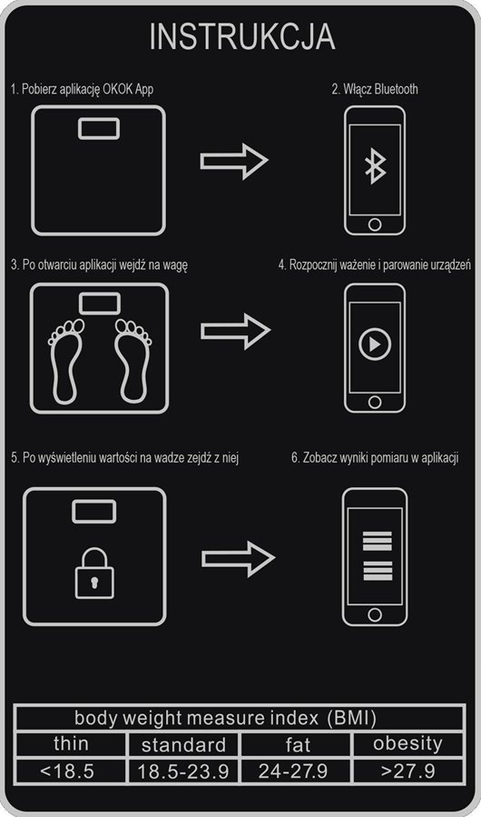 waga łazienkowa analityczna elektroniczna cyfrowa bluetooth czarna DEPAN