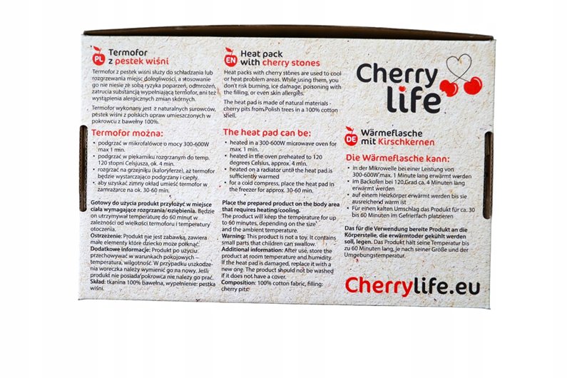 TERMOFOR Z PESTEK WIŚNI NA BÓL BRZUCHA CHERRY LIFE