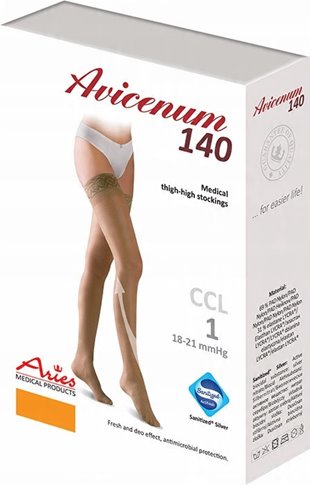 AVICENUM POŃCZOCHY UCISKOWE 140 KORONKA 1 STOPNIA PALCE ODKRYTE L NORMAL