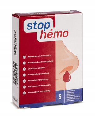 STOP HEMO TAMPON DO NOSA NA KRWAWIENIE OPATRUNEK ROŚLINNY DO NOSA 5szt
