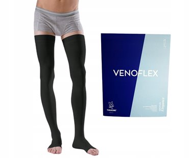 THUASNE POŃCZOCHY VENOFLEX ELEGANCE PALCE ODKRYTE 20-36mmHg CZARNE 2L