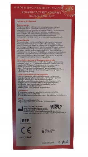 OGRZEWACZ OKŁAD ROZGRZEWAJĄCY Z AKTYWATOREM DO 54°C 19,5x30cm KR-7