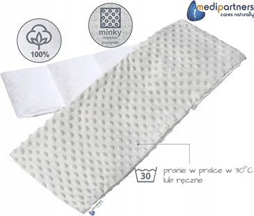 TERMOFOR Z PESTEK WIŚNI Z POKROWCEM MINKY SZARY EKOLOGICZNY DUŻY 20x60cm