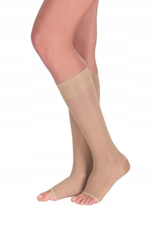 VEERA PODKOLANÓWKI UCISKOWE 70 DEN 13-17mmHg NATURALNE 1/2 PALCE OTWARTE