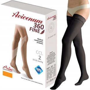 ARIES AVICENUM POŃCZOCHY FINE UCISKOWE 360 2 STOPNIA CZARNE XXL LONG