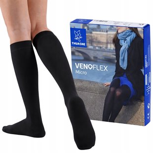 THUASNE PODKOLANÓWKI UCISKOWE VENOFLEX MICRO 2 STOPNIA CCL2 CZARNY ROZ. 4