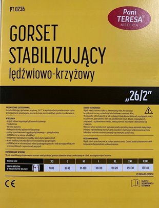 PANI TERESA GORSET STABILIZUJĄCY LĘDŹWIOWO PIERSIOWY 26/2 SZARY PT0236 L