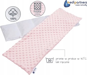 TERMOFOR Z PESTEK WIŚNI Z POKROWCEM MINKY RÓŻ EKOLOGICZNY DUŻY 20x60cm