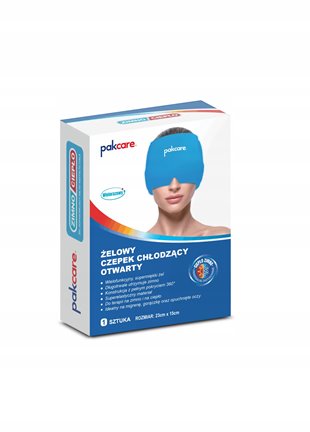ŻELOWA OPASKA NA GŁOWĘ CZEPEK CHŁODZĄCY KOMPRES ŻELOWY NA MIGRENE PAKCARE