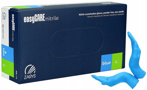 RĘKAWICZKI NITRYLOWE BEZPUDROWE EASYCARE ZARYS ROZMIAR L NIEBIESKIE 100szt