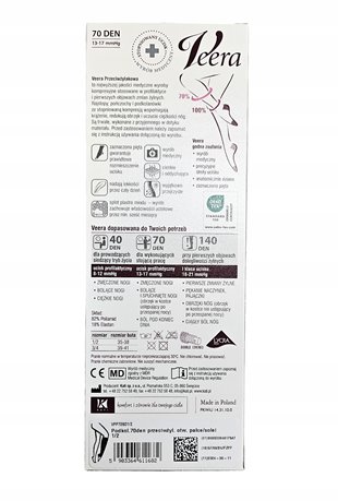 VEERA PODKOLANÓWKI UCISKOWE 70 DEN 13-17mmHg NATURALNE 1/2 PALCE OTWARTE