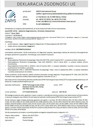 RĘKAWICZKI NITRYLOWE BEZPUDROWE EASYCARE ZARYS ROZMIAR L NIEBIESKIE 100szt