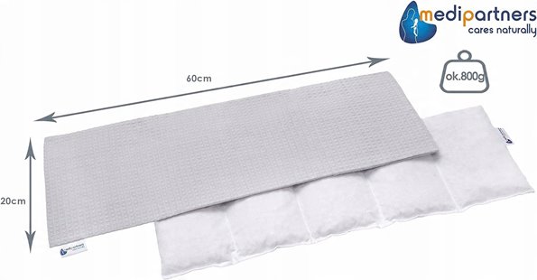 TERMOFOR Z PESTEK WIŚNI Z POKROWCEM WAFEL SZARY EKOLOGICZNY DUŻY 20x60cm