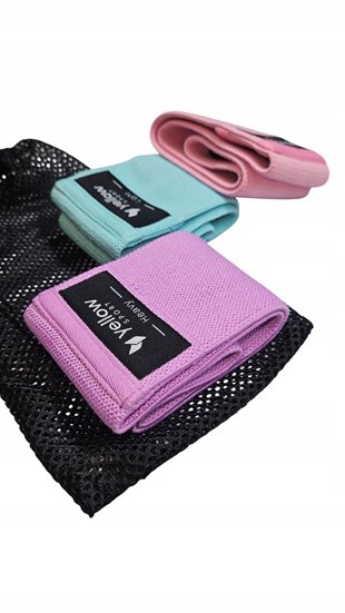 ZESTAW 3 GUMY DO ĆWICZEŃ TAŚMY OPASKI MATERIAŁOWE OPOROWE TAŚMY FITNESS