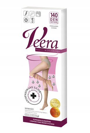 VEERA PODKOLANÓWKI UCISKOWE 140 DEN 18-21mmHg CZARNE 1/2 ZAMKNIĘTE