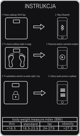 waga łazienkowa analityczna elektroniczna cyfrowa bluetooth czarna DEPAN