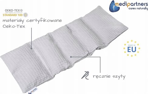 TERMOFOR Z PESTEK WIŚNI Z POKROWCEM WAFEL SZARY EKOLOGICZNY DUŻY 20x60cm