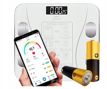 waga łazienkowa analityczna elektroniczna cyfrowa bluetooth czarna DEPAN