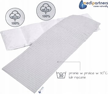 TERMOFOR Z PESTEK WIŚNI Z POKROWCEM WAFEL SZARY EKOLOGICZNY DUŻY 20x60cm